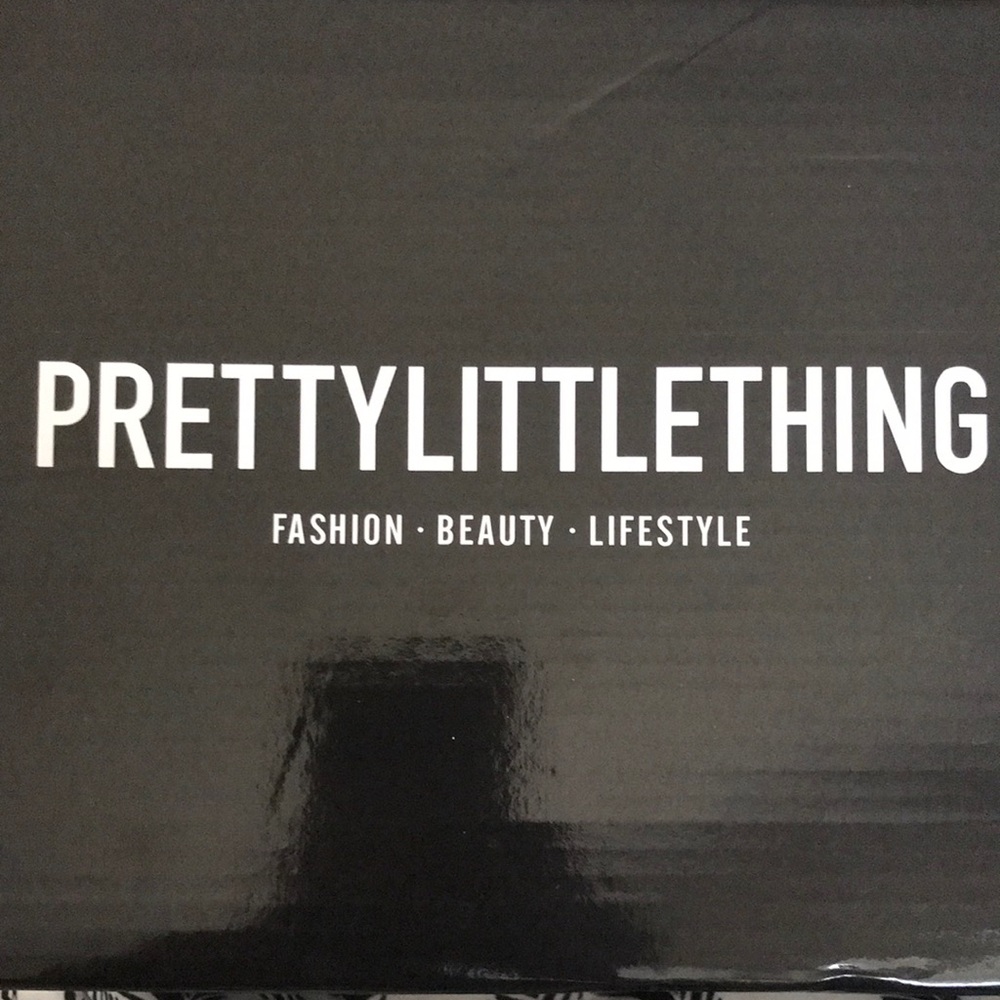 PRETTYLITTLETHING SIZE:8 COLOR: BLACK SHOE; CLEAR HEEL